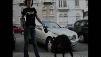 Brunette beast-lover craves a dog's creampie inside her