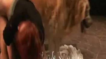 Ginger-haired mommy being fucked by her perverted pooch