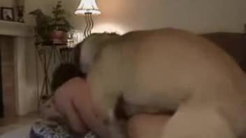 Huge dog mounts stunning woman and penetrates her vagina