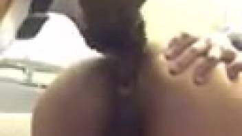 Canine tongues woman's rear and vagina before mounting her