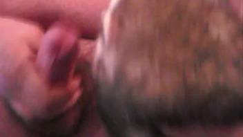 Desirable weasel receives a massive cumshot from a man.
