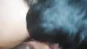 Attractive woman loves big canine cock deep in her butt