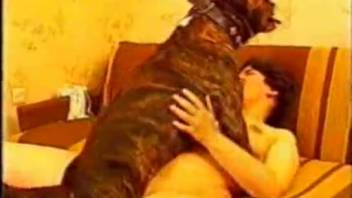 Sizzling mature vixen in filthy amateur bestiality clips featuring her canine