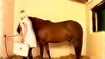 Sensual thrills in amateur bestiality scenes featuring a seasoned blonde