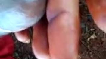 Ebony stud pushes a lengthy worm into his cock for extreme solo pleasure