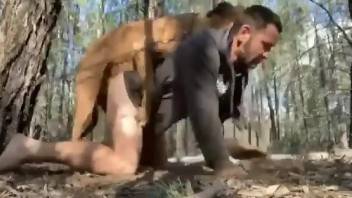 Muscular dude with a tight booty bottoms for his dog