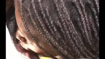 Black woman with firm breasts, intense bestiality audition featuring a horse
