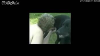 Plump-bottomed older lady featured in several intense bestiality encounters