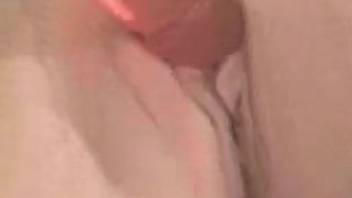 Alluring busty dark-haired woman self-pleasures post beastly tease